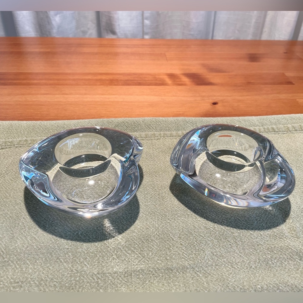 Amour Heart Shaped Crystal Votive Tealight Candle Holders Set of 2 Glass Love - Picture 8 of 16
